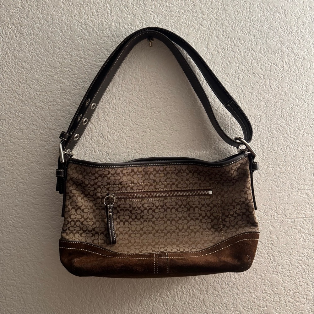 SOLD • Coach Jacquard Soho Signature Canvas • Brown and Suede